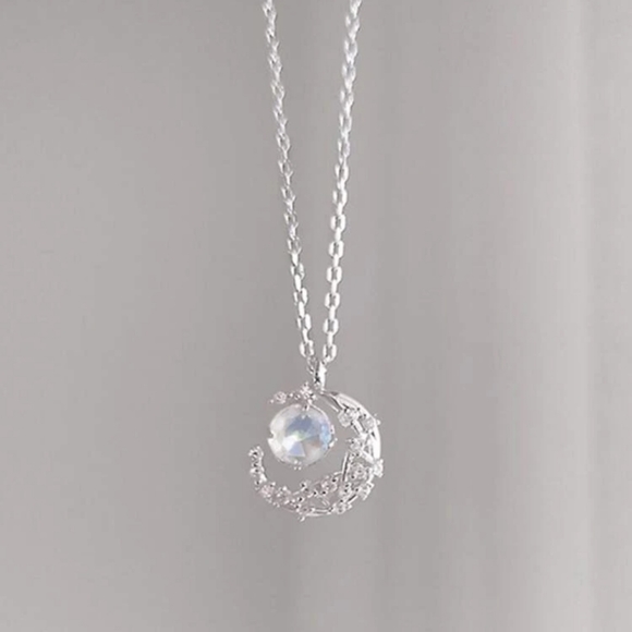 *Bernice* Moon and Stone Pendant Necklrace - Picture 2 of 2
